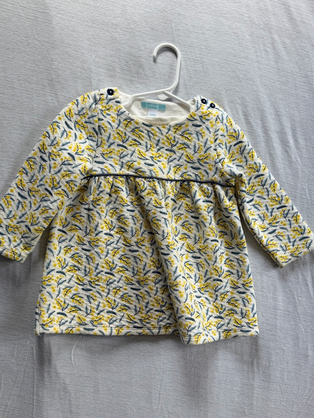Obaïbi Baby Girls Floral Mimosa Print Long Sleeve Dress / Top, Size 23M / 86cm - Picture 2 of 4
